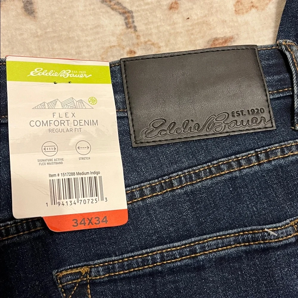 Eddie Bauer Men’s Flex Comfort Denim Regular Fit Jeans (34x34) NWT